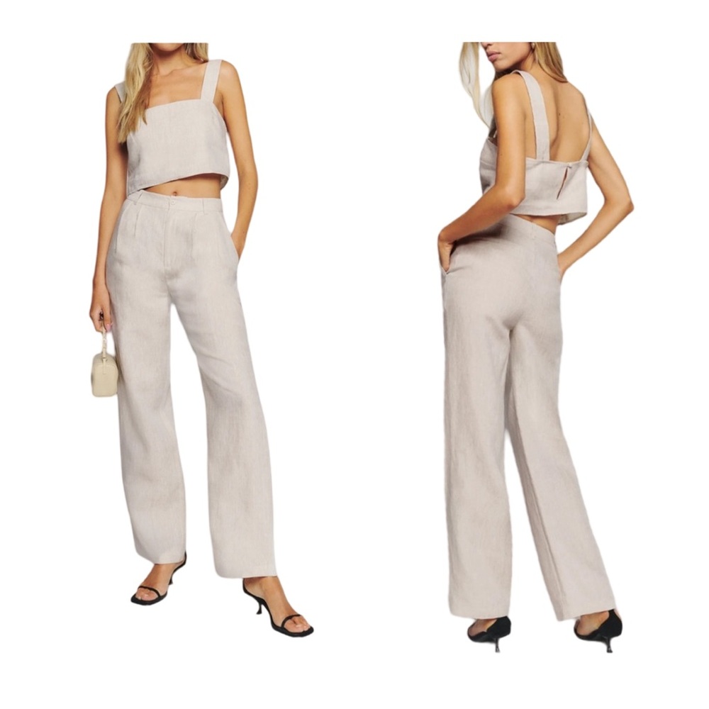 Reformation NWT Olivia Linen Two Piece set, 6 Color Oatmeal $278 Retail